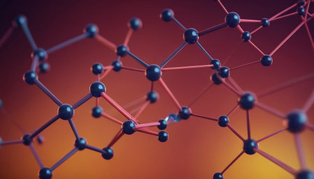 Abstract 3d rendering of molecule structure. Science background. Futuristic technology style.の素材