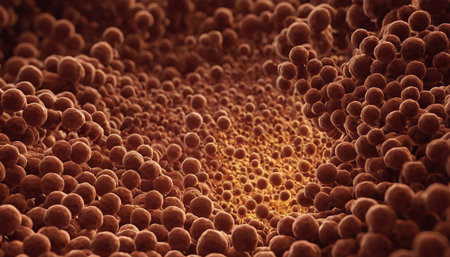 3d render of virus cells in blood. Bacteria cell.の素材