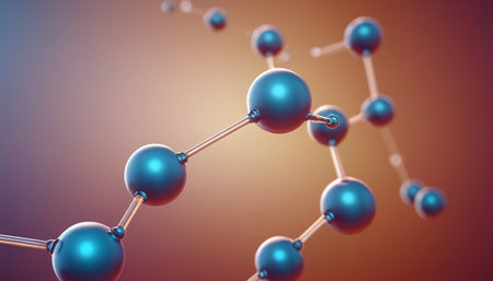 Molecular structure of the atom. 3d illustration. Abstract background.の素材