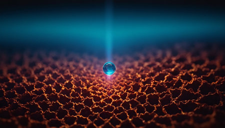 3d illustration of a drop of water on a background of the sunの素材