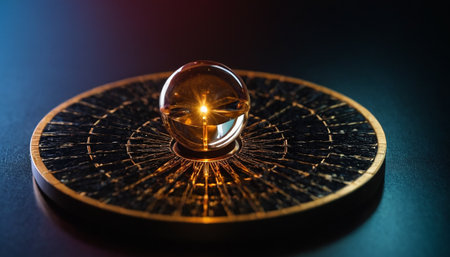 Crystal ball on a black background. 3d rendering, 3d illustration.の素材