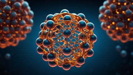 Atom molecule. 3D illustration. 3D CG. High resolution.の素材