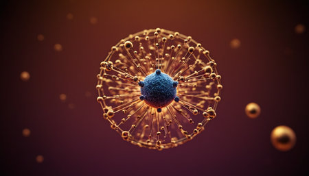 3d illustration of virus cell in color background. Coronavirus conceptの素材