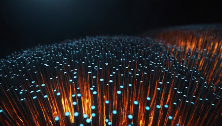 Fiber optical network cable close-up. 3d rendering.の素材