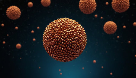 3d render of virus cells in space. Microscopic viewの素材
