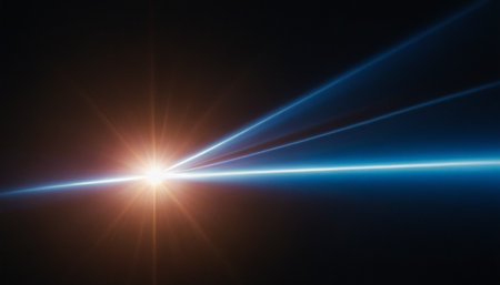 Lens flare effect in space. Abstract background. 3D rendering.の素材