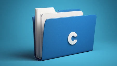 3D rendering of a blue folder on blue background with clipping pathの素材