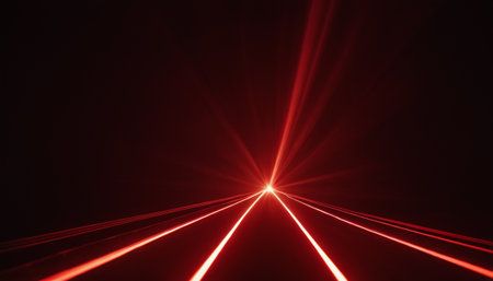 3d render of abstract background with red lights and speed motion linesの素材