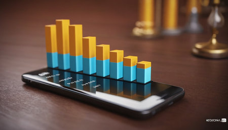 Business graph on smart phone. Business concept. 3D rendering.の素材
