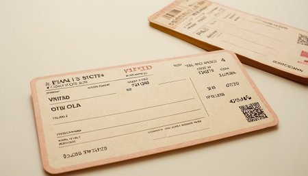 Close up of a boarding pass on a white background with copy spaceの素材
