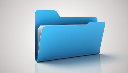 Blue folder on a white background. 3d illustration. File format.の素材