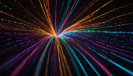 abstract background with multicolored lines and bokeh effectの素材