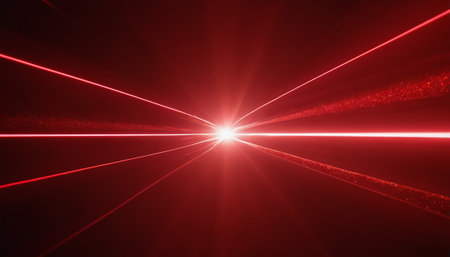 red laser rays on black background, computer generated abstract background, 3d renderの素材