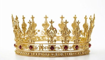 low key image of beautiful queen/king crown. crown on white backgroundの素材
