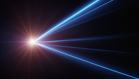 Abstract background image with lights and beams of a bright starry skyの素材