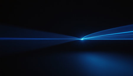 abstract blue light rays on a dark background, digitally generated imageの素材
