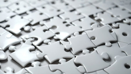 Piece missing from jigsaw puzzle, 3d render illustration.の素材