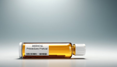 3d render of a medical ampoule with a label.の素材