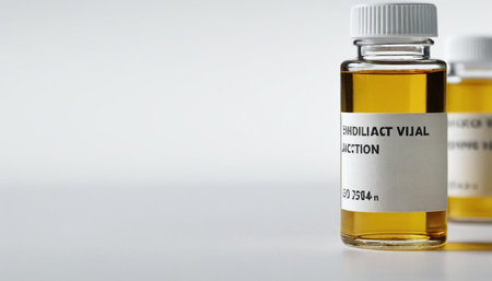 Coronavirus COVID-19 vaccine bottle on white backgroundの素材