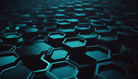 Abstract 3d rendering of hexagons. Futuristic background with hexagons.の素材