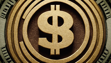 Dollar symbol on the dial of a car. Close-up.の素材