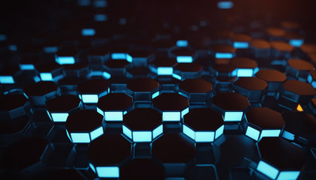 Abstract 3d rendering of hexagons. Futuristic background with hexagons.の素材