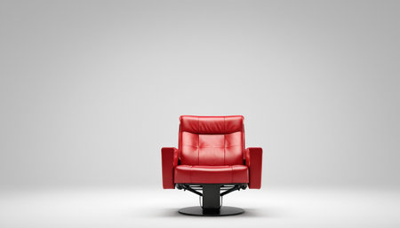 Modern red leather armchair isolated on grey background. 3D renderingの素材