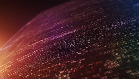 Futuristic abstract background with binary code. 3D Renderingの素材