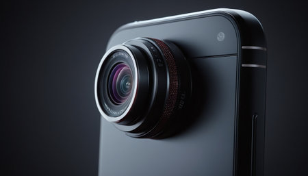 Digital camera on black background. 3d illustration. 3d rendering.の素材