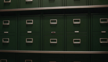 Close-up of a locker with lockers in a modern officeの素材