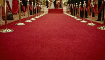 Red carpet and red carpet at the wedding ceremony, shallow depth of fieldの素材