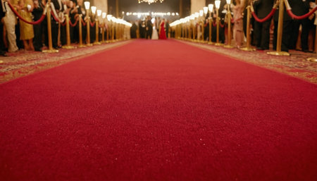 Red carpet in the royal palace, Thailand. Selective focus.の素材