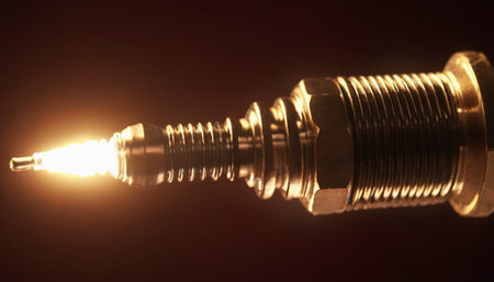 Spark plug on a dark background. Close-up. Selective focus.の素材
