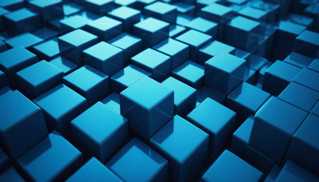 Abstract blue background with cubes. 3d rendering toned image.の素材