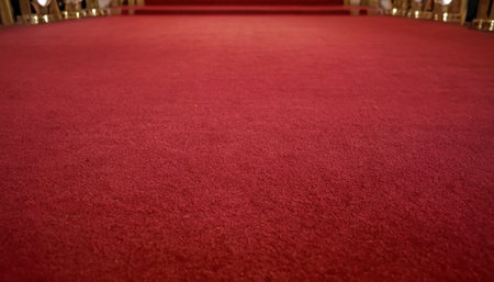 Red carpet background. Red carpet in the event hall. Red carpet backgroundの素材