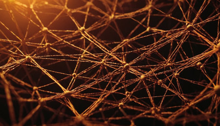 Abstract connection structure on dark background. Technology background. 3d renderingの素材