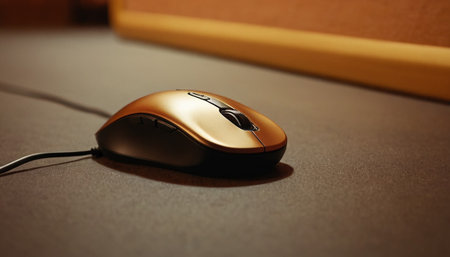 Computer mouse on the floor in the room. Selective focus.の素材