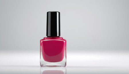 Red nail polish bottle isolated on white background, clipping path included.の素材