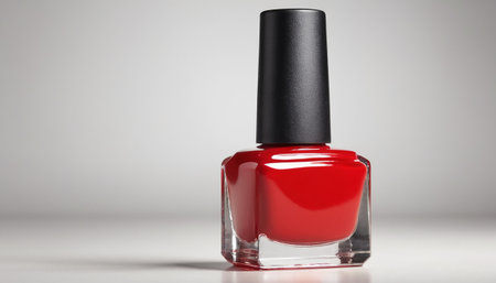 Red nail polish bottle on a white background. 3d rendering.の素材