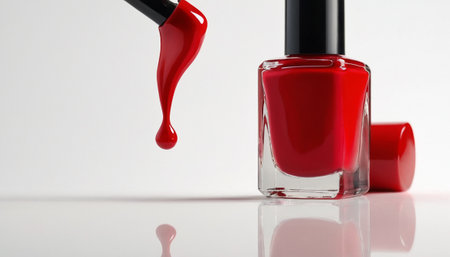 Red nail polish isolated on white background. 3d render illustration.の素材
