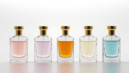 Perfume bottles isolated on white background, clipping path included.の素材