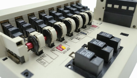 Close up of control panel of electric transformer. Electrical control panel.の素材