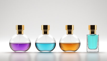 Perfume bottles on a white background. 3d illustration.の素材