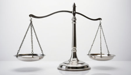 Scales of justice on white background. Law and justice concept.の素材