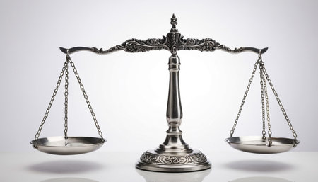 Scales of justice on a white background. 3d rendering.の素材