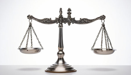 Scales of justice isolated on white background. 3d illustration.の素材