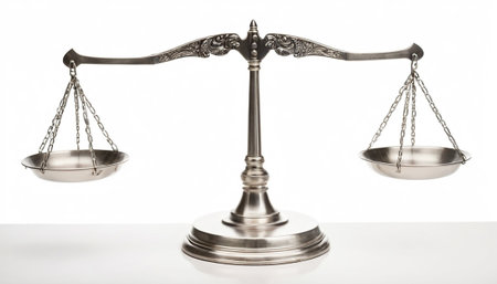 Scales of justice isolated on white background. Law and justice concept.の素材