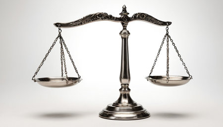 Scales of justice isolated on white background. 3d illustration.の素材