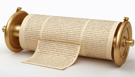 Ancient papyrus scroll on a white background. 3d render.の素材