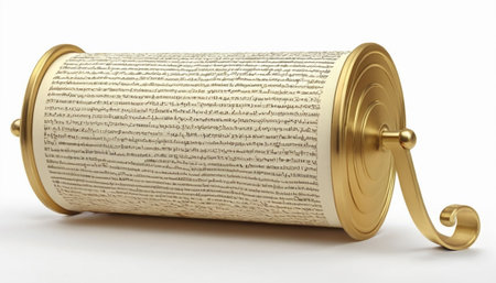 Ancient scroll isolated on a white background. 3d render image.の素材